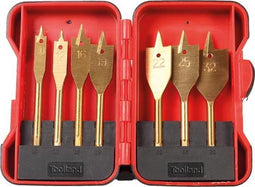 Toolland Speedboren, voor hout, titanium coating, set van 7 stuks, maten Ø 10-12-16-19-22-25-32 mm