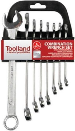 Toolland STEEK-/RINGSLEUTELSET - 8-19 mm - 8-delig