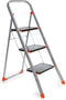Toolland Stepix trapladder, 3 treden, inklapbaar, huishoudtrap met hoge beugel, antislipvoetjes en antislipprofiel op de twee treden, epoxycoating, metaal, draagvermogen tot 150 kg