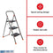 Toolland Stepix trapladder, 3 treden, inklapbaar, huishoudtrap met hoge beugel, antislipvoetjes en antislipprofiel op de twee treden, epoxycoating, metaal, draagvermogen tot 150 kg