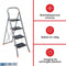 Toolland Stepix trapladder, 4 treden, inklapbaar, huishoudtrap met hoge beugel, antislipvoetjes en antislipprofiel op de twee treden, epoxycoating, metaal, draagvermogen tot 150 kg