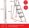 Toolland Stepix trapladder, 4 treden, inklapbaar, huishoudtrap met hoge beugel, antislipvoetjes en antislipprofiel op de twee treden, epoxycoating, metaal, draagvermogen tot 150 kg