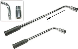 Toolland Telescopische wielmoersleutel, met 2 omkeerbare doppen 17/19 mm, uitschuifbare antisliphandgreep 360-510 mm, zilver/zwart