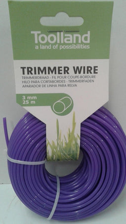 Toolland Trimmerdraad, nylon, paars, 3 mm, 25 m