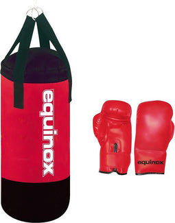Toorx Equinox - Boks set Junior - Inclusief bokshandschoenen & Ophangmateriaal - Rode bokszak - 50 cm - Set met bokshandschoenen - Kinderen - Rood