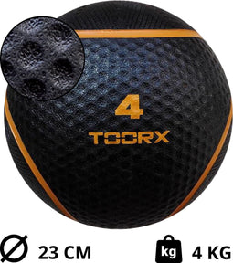 Toorx Fitness Medicijnbal 4 KG - Fitnessbal - Premium Rubber Medicijnballen - Medicine Ball met extra Grip | Full Black