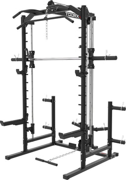 Toorx Fitness WLX-90 Power Rack met Smith Machine - 220.8 cm hoog - Krachtstation met Pull up Bar - Squat Rack - Power Cage Homegym - met Lat Pulldown en Pulley