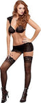 Top met kapmouwtjes, Rok & String - Zwart L/XL