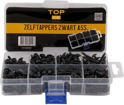 Topgear Assortiment zelftappers - 340 stuks - duurzaam en veelzijdig - handige opbergdoos