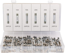 Topgear Glaszekeringen set - 120 delig - 5 tot 30A - Assortimentbox - Voor auto en stereo-installaties