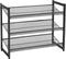 Topquality Songmics LMR03B Metalen Schoenenrek, met 3 Niveaus, Meshrek, Verstelbare Legplank, Plat of Schuine Planken, Stapelbaar Opbergrek, 74 x 62,8 x 30,7 cm, Zwart