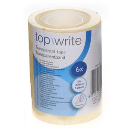 Topwrite plakband transparant 6 stuks