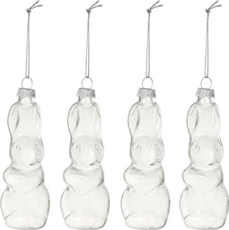 J-Line hanger Konijnen - glas - transparant - doos van 4