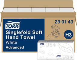 Tork 290143 Advanced Z-gevouwen handdoek 2-laags wit 23x22.6cm - Wit