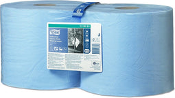 Tork Industrial Heavy Duty poetspapier rol | 3-laags | systeem W1/W2 | blauw | pak van 2 rollen