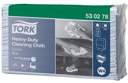 Tork W4 Heavy Duty 530 reinigingsdoek gevouwen 1-lgs blauw 43x39cm 530279 doos à 5 pak/100 vel (530278)