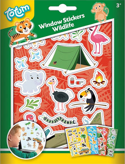 Totum 45 Wildlife raamstickers wilde dieren jungle dierentuin - 45 x junior verplaatsbare niet permanente stickers - voor thuis en onderweg