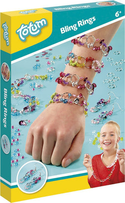 Totum Bling Rings armbandjes maken creatief speelgoed 1000+ kralen en ringetjes knutselen sieradenset - cadeautip