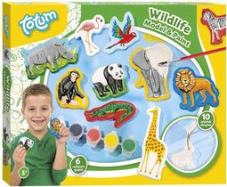 Totum dieren gips gieten en schilderen wildlife jungle dierentuin knutselset model & paint gips gieten 10 figuren inclusief gips en verf junior cadeau