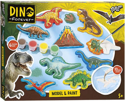 Totum Dinosaurus junior knutselset gips en verfset Dino Forever model & paint inclusief gips, 6 kleuren verf - cadeautip jongens