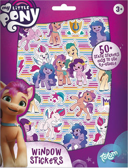 Totum My Little Pony raamstickers 50 verplaatsbare stickers - niet permanent incl. speelachtergrond