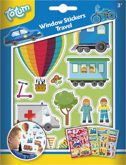 Totum Raamstickers reizen vervoer verkeer 45 x vakantie cadeautip - verplaatsbare stickers niet permanent voor thuis en op reis