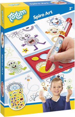 Totum Spirograaf knutselset teken set incl. 6 kleurenpen en herbruikbaar sjabloon - Spiro art 5+ cadeau tip unisex creatief speelgoed