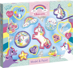 Totum Unicorn gips gieten schilderen model & paint 10 glitterfiguren maken incl. 5 kleuren verf en penseel - knutselset cadeau tip
