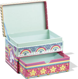Totum Unicorn sieradendoosje kids beauty doosje versieren knutselen cadeau tip - 15 x 10 x 10 cm mozaïek