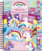 Totum Unicorn sticker puzzel boek stickeren op nummer incl. kleurplaten A5 harde kaft en ringband - sticker by number
