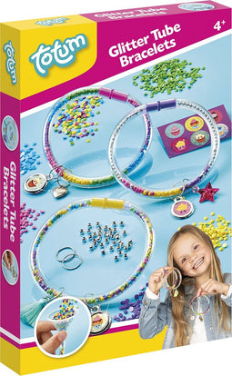 Totum vulbare bedelarmbandjes maken - buisarmbandjes vullen met meer dan 2400 steentjes in vrolijke kleuren - glitter tube bracelets