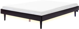 TOUCY - Bed met LED - Zwart - 160 x 200 cm - Rubberhout