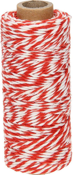 Touw katoen 45meter 50gr rood/wit