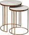 Tower living Iron side round table w marble top - set of 2