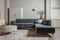 Tower living Leeds 2,5-seater AL + Ottoman R Black Blue