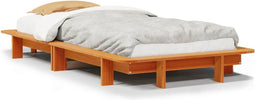 vidaXL - Bedframe - zonder - matras - massief - grenenhout - wasbruin - 100x200 - cm
