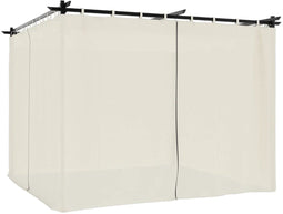 vidaXL - Prieel - met - gordijnen - 3x3 - m - staal - crèmekleurig