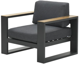 Garden Impressions Plaza lounge tuinstoel - donker grijs teaklook