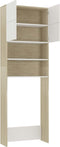 vidaXL - Wasmachinekast - 64x25,5x190 - cm - wit - en - eikenkleurig