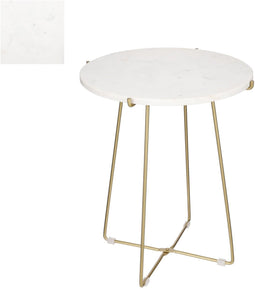 Mica Decorations Alec Bijzettafel - H50 x Ø43 cm - Marmer - Wit