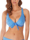 Beach Hut - Bikini top - Retro chevronprint met bunnyknoop - Blauw/wit - Maat 75D