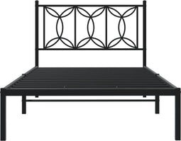 vidaXL - Bedframe - met - hoofdbord - metaal - zwart - 107x203 - cm
