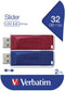 Verbatim Slider - USB-stick 32GB - 2x in Rood en Blauw (2 stuks)