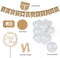 Bruiloft Decoratie Set, Just Married linnen Banner met LED verlichting, Cake Topper Bruiloft, Houten Harten confetti Decoratie, MR & MRS Stoelbord en Hartvormige Ballonnen voor Trouwauto Tafeldecoratie