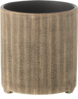 J-Line bloempot Maria Rond - keramiek - bruin - - 2 stuks - Ø 14.5 cm