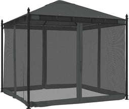 vidaXL - Prieel - met - zijwanden - van - gaas - 2,93x2,93m - staal - antracietkleurig