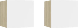 vidaXL - Tv-wandmeubelen - 2 - st - 30,5x30x30 - cm - wit - en - sonoma - eikenkleurig