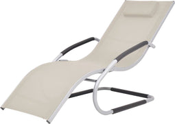 vidaXL - Ligbed - met - kussen - aluminium - en - textileen - crème
