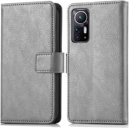 iMoshion Hoesje Geschikt voor Xiaomi 12X / 12 Hoesje Met Pasjeshouder - iMoshion Luxe Bookcase - Grijs