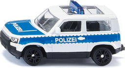 Land Rover Defender "Bundespolizei" politie speelgoedauto metaal/plastic zilver/blauw rubberen banden sportvelgen blauwe signaalbalk trekhaak